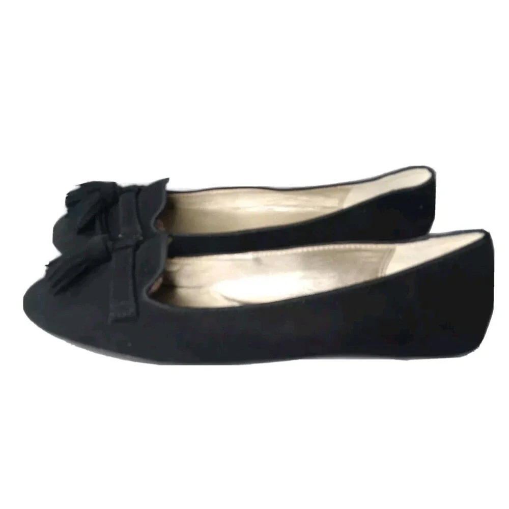 Coach Deedra Black Suede Flats Shoes Women's Size 7 B Light Weight